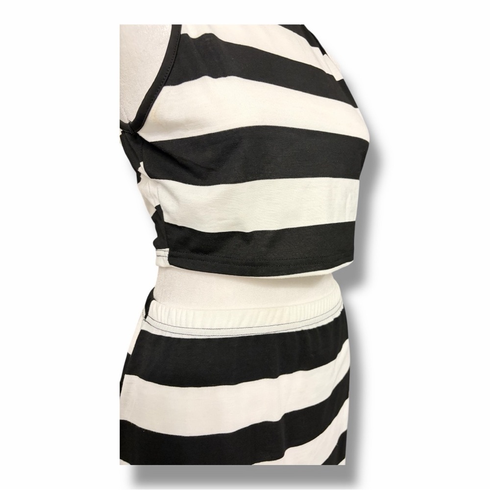 Women's Striped Color Block Crop Top and Maxi Skirt with Slit NWOT Medium - Picture 2 of 5